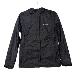 Columbia Women's Omni-Tech Rain Jacket Hooded Windbreaker Black Size Medium